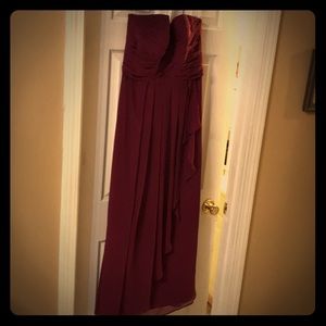 Davids Bridal sangria bridesmaid dress